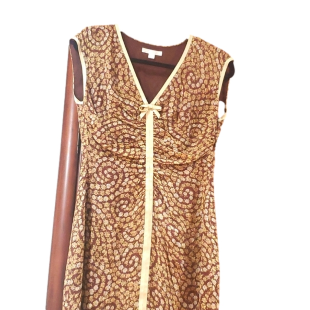 LONDON Times Silk Dress  brown paisley patterns size 8